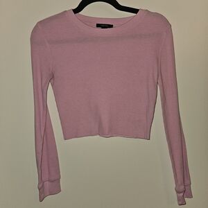 Forever 21 Pink Long Sleeve Crop Top